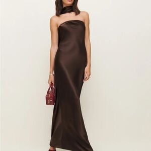 Reformation Oren Silk Dress - Color: Black Bean - Size: M